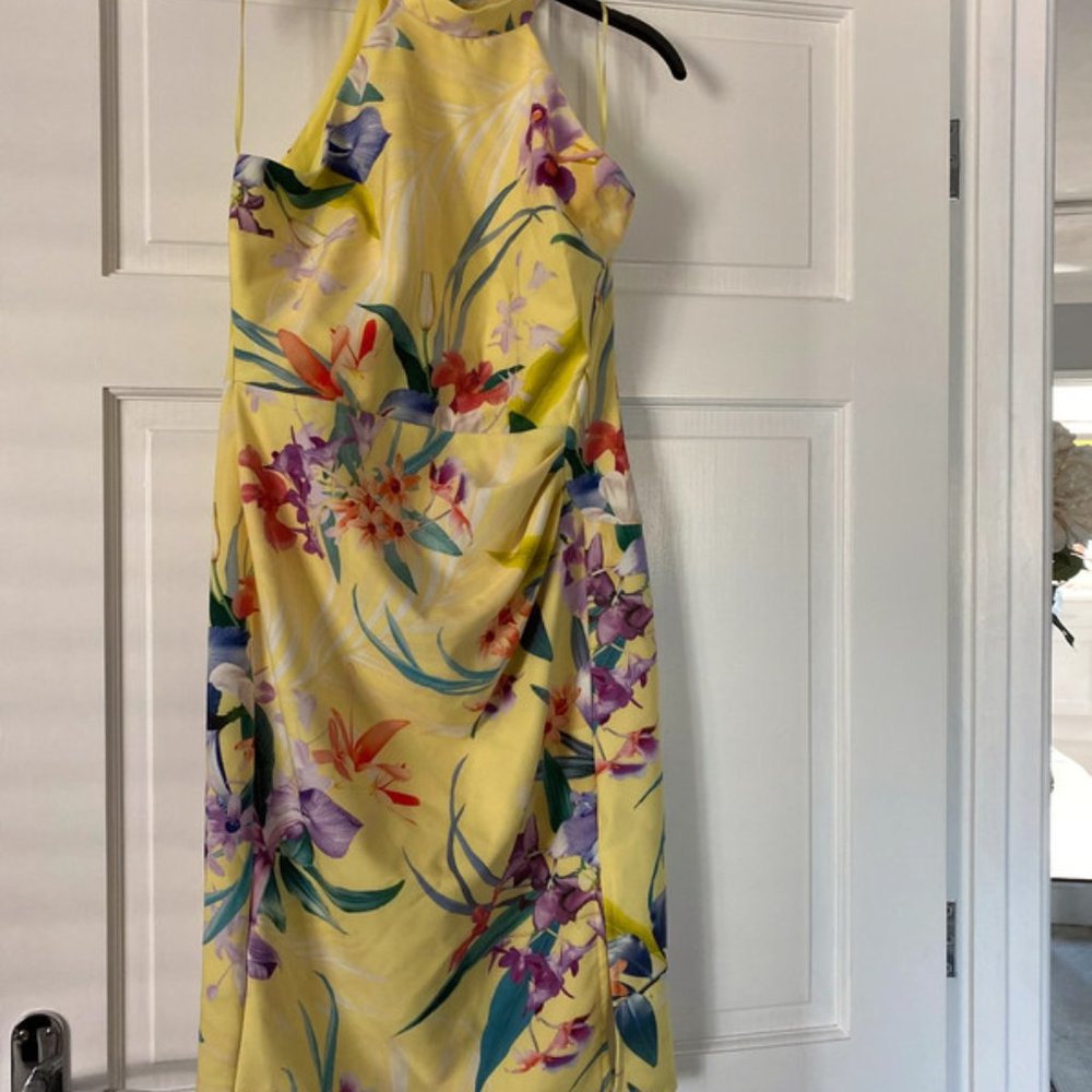 Lipsy yellow floral dress size 12